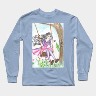 swing relaxing and fun color pencils illustration Long Sleeve T-Shirt